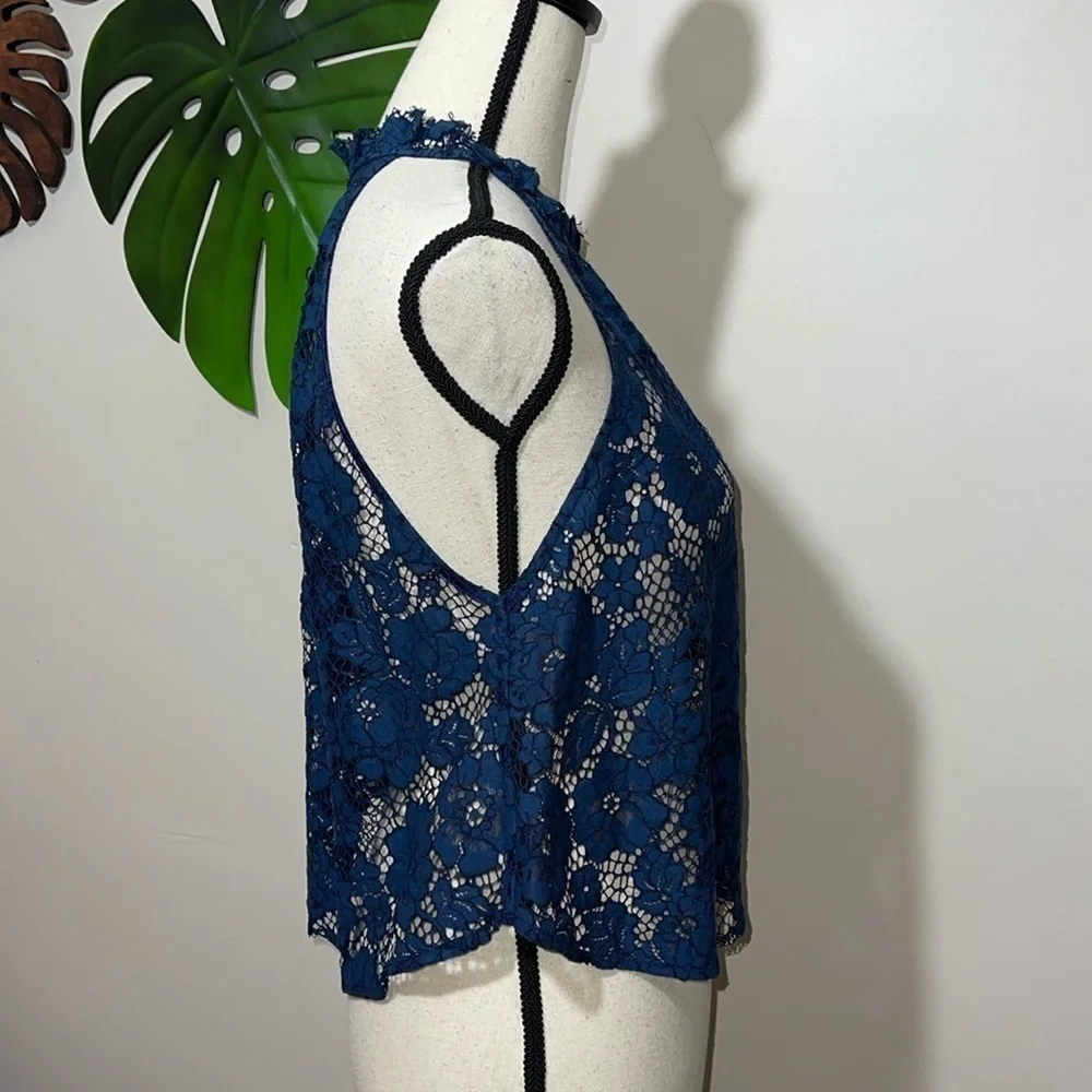 Free People Sweet Meadow Dreams Lace Top in Blue XS